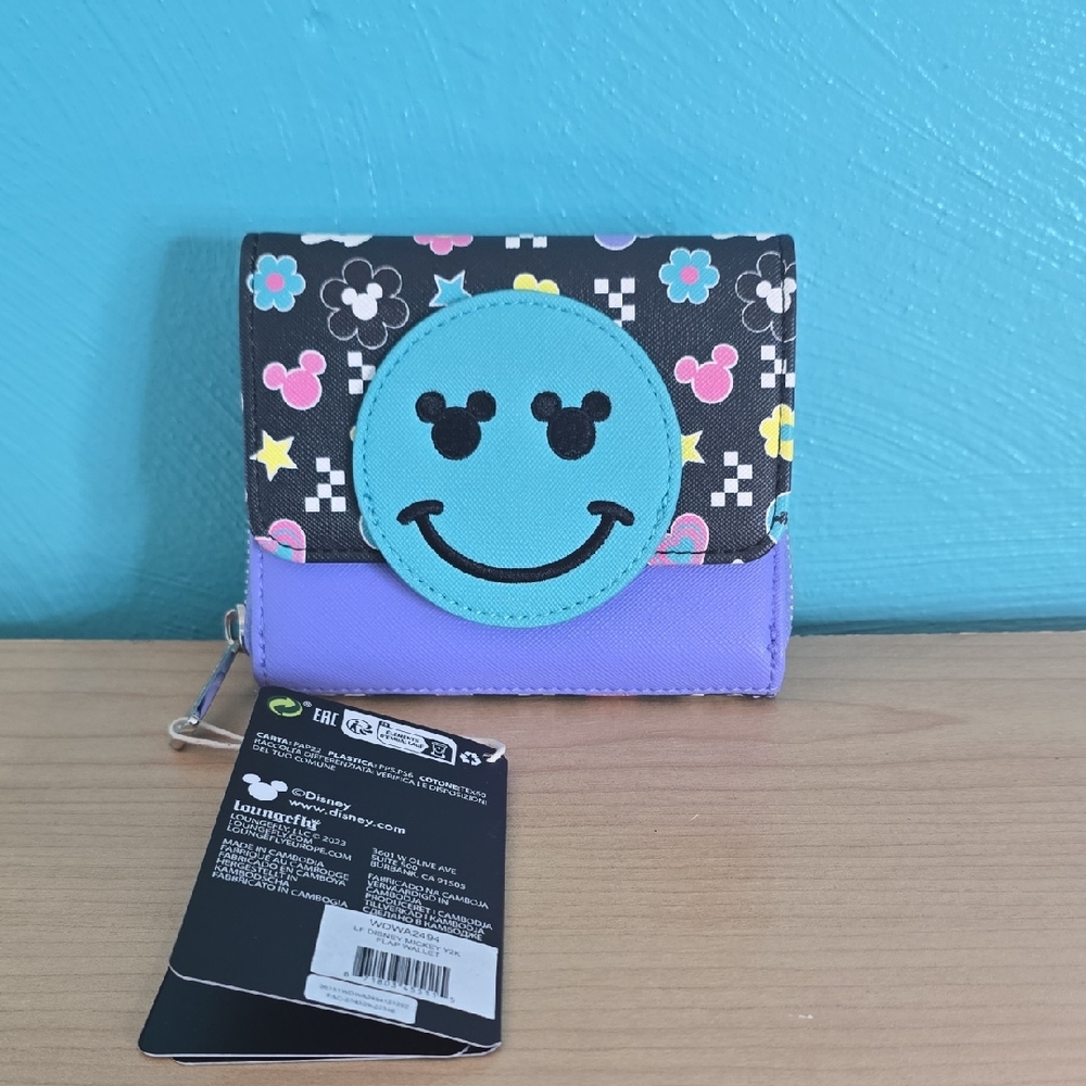 Loungefly Smiley Face Wallet - Black, Blue, Purple